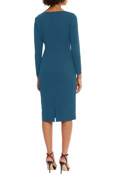 A front keyhole adds chic contemporary style to this sheath dress framed with long sleeves. 42 1/2" length (size Small) V-neck Long sleeves 96% polyester, 4% spandex Machine wash, dry flat Imported Model stats: 5'10", 32" bust, 25" waist, 36" hip. Model is wearing size Small. Long Sleeve Sheath Dress Casual, Long Sleeve Sheath Dress, Dress Sleeves, Sheath Dress, Contemporary Style, Nordstrom, Long Sleeves, Spandex, V Neck