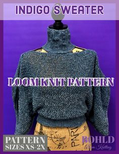 an image of a knitted sweater with the words loom knit pattern on it