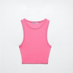 New Without Tags, Excellent Condition And Never Been Worn Zara Fitted Tank Top For Spring, Basic Zara Crop Top For Summer, Zara Cropped Tank Top For Spring, Zara Pink Stretch Crop Top, Pink Stretch Crop Top By Zara, Zara Pink Crop Top For Summer, Zara Spring Crop Tank Top, Zara Pink Fitted Tank Top, Zara Fitted Pink Tank Top