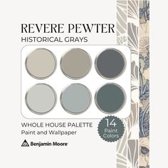 the revere pewer historical grays paint and wallpaper is available in four different colors