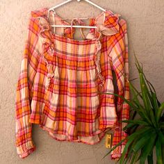 Nwt Free People Tea Combo Top Size-Small Brand-Free People Retail-$118 Pit To Pit 17’ Length-22 1/2 100% Cotton Plaid Tops For Beach Outings In Spring, Casual Pink Top For Vacation, Plaid Tops For Beach And Spring Season, Plaid Tops For Spring, Cute Pink Tops For Brunch, Pink Casual Tops For Spring, Casual Pink Top For Spring, Casual Pink Tops For Brunch, Casual Plaid Tops For Brunch