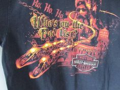 a t - shirt with an image of a man on a motorcycle and the words, who's on the bad list?