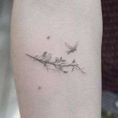 Bird On Branch Tattoo, Bird Branch Tattoo, Three Birds Tattoo, Tattoo On Foot, Tattoo Sonne, Small Bird Tattoos, Little Bird Tattoos, Small Sister Tattoos, Vogel Tattoo