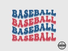 the words baseball are painted in red, white and blue