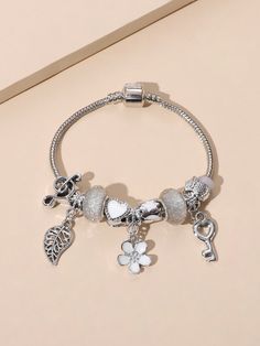 Silver Fashionable   Zinc Alloy  Bangle Embellished   Jewelry Christmas Vanity, Silver Bracelet Designs, Pandora Inspiration, 7 Jewelry, Jewelry Accessories Ideas, Pandora Bracelet Charms