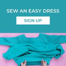 someone is sewing a sweater with the words sew an easy dress sign up