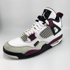 Jordan Paris Saint-Germain x Air Jordan 4 Retro 'Bordeaux' Shoes Men's US Size 9 ALL OUR SHOES AND OTHER PRODUCTS ARE 100% AUTHENTIC AND WERE PURCHASED FROM A U.S. BASED NATIONAL RETAILER Condition: Pre-owned Brand: Nike Air Jordan Sku: CZ5624-100 Nickname: Paris Saint-Germain x Air Jordan 4 Retro 'Bordeaux' Upper Material: Leather Colorway: White / Neutral Grey / Black / Bordeaux - Paris Saint-Germain x Air Jordan Branding - High Top - Lace Up - Imported Bo Jackson Shoes, Mens Yeezy, Jordan 4 Retro, Nike Boy, Air Jordan 4, Air Jordan 4 Retro, Paris Saint, Paris Saint-germain, Saint Germain