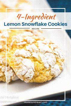 four ingredient lemon snowflake cookies on a white plate