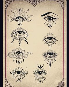 an old fashioned tattoo design with all seeing eyes