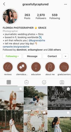 the instagram page for wedding photographers