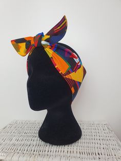 Self tie headscarf. You can wear it as a pin up head scarf, in a bow, as a turban, as a neck scarf, around your pony tail and even tie it on the handles of you bag. They are very versatile. * 10cm approx at the widest point. * 100% cotton * Comes in 3 lengths:                                Standard 35.5 inches approx (photographed)                               Large 37.5 inches approx                               Extra Large 39.5 inches approx Due to the handmade nature of this item, slight v Bright Stripes, Chemo Hat, Pin Up Style, Rainbow Stripes, Neck Scarves, Retro Prints, Scarf Hairstyles, Up Styles, Handmade Clothes