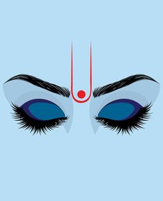 the eyes of a woman with long lashes and blue eyeshades are shown against a light blue background