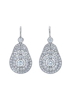 Drop Design, Crown Jewels, Women Diamond, Drops Design, Lovely Jewellery, Silver Drop Earrings, Fine Earrings, Round Cut Diamond, White Gold Diamonds