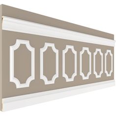 an image of a wall decoration with white trimmings on the top and bottom