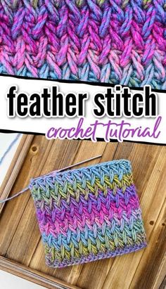 an image of a crochet project with the text, feather stitch crochet