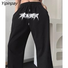 Shipping: Worldwide Express Shipping AvailableDelivery time: 🚚7-15Days Fast ShippingReturns: Fast refund,💯100% Money Back Guarantee.Brand Name: YCOAStyle: CasualOrigin: Mainland ChinaCN: GuangdongWaist Type: HIGHDecoration: NONEFabric Type: BroadclothPattern Type: LetterPant Style: STRAIGHTMaterial: CottonFit Type: RegularLength: Full LengthPlace Of Origin: China (Mainland)Closure Type: Elastic WaistGender: WOMENModel Number: Women Pants Gothic TrousersFront Style: FlatStyle: Gothic Pants Wome Black Harajuku High Waist Pants, Grunge Cotton Bottoms With Letter Print, Harajuku Style Stretch Bottoms For Spring, Y2k Black Pants For Spring, Y2k Style Black Pants For Spring, Summer Grunge Relaxed Pants, Summer Grunge Relaxed Fit Pants, Summer Grunge Pants With Relaxed Fit, Summer Graphic Print Pants For Streetwear