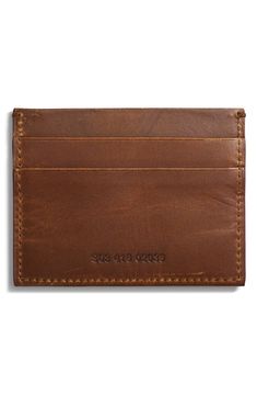 Slim and sleek, this Italian-leather case features five slots to keep your cards organized in handsome style. 4"W x 3"H Leather Made in Italy Classic Cognac Bifold Card Holder, Brown Business Card Holder With Interior Slots, Classic Cognac Wallet With Interior Card Slots, Classic Brown Card Holder With Coin Pocket, Classic Cognac Wallets With Smooth Grain, Brown Rfid Blocking Card Holder For Business, Classic Cognac Wallet With Smooth Grain, Brown Rectangular Card Holder For Business, Classic Leather Card Holder With Coin Pocket