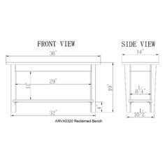 the front view and side view of a tv stand with measurements for each end section