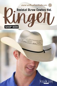 Its body is crafted from7X Bangora straw. It has a 4 1/4" brim and a 4 1/4" Regular Oval Crown, Cattleman Profile 7. Double Rr, Western Hats For Women, Straw Hat Crafts, Straw Hats Outfit, Mens Western Style, Mens Straw Hats, Black Straw Hat