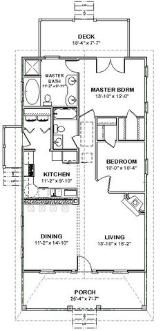 the floor plan for a small house with two bedroom and an attached bathroom, which is also