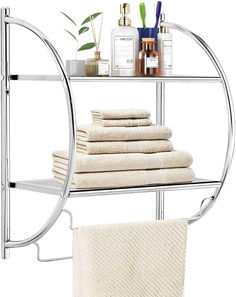 bathroom
shelf
storage Chrome Bathroom Shelves, Chrome Shelf, Small Bathroom Shelves, Toallero Ideas, Bathroom Chrome, Bathroom Shelf With Towel Bar, Glass Bathroom Shelves, Wall Mounted Bathroom Storage, Wall Mounted Towel Rack