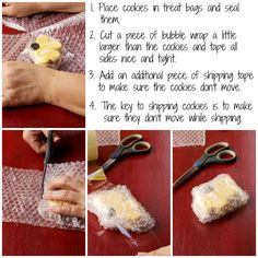 instructions for making cookies in the shape of flowers on a red table with white lace