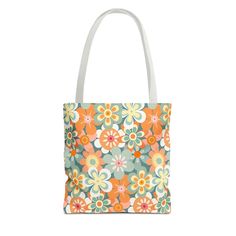 A delightful retro daisy print tote bag, featuring scattered playfully daisies in soft, muted fall pastel colors like dusty pinks, gentle yellows, and warm greens. The overall aesthetic evokes a cozy, autumn vibe, perfect for adding a touch of charm to your outfit. Ideal for those who enjoy nostalgic designs and want to carry a piece of retro charm with them. Perfect for fall outings, picnics, or casual everyday use. Product features - 100% Polyester body for strength and durability - Seamless thread color for a clean finish - Reinforced stitching on handles for added strength - Boxed corners for extra room - Available in 3 sizes to match different needs -all over print, front and back Care instructions - Remove all items from the bag before cleaning. Suggested to pretreat visible stains w Fall Pastel Colors, Fall Outings, Retro Daisy, Cozy Autumn, Soft Bristle Brush, Daisy Print, Extra Room, Casual Everyday, Print Tote