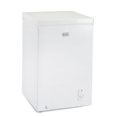 a white chest freezer on a white background