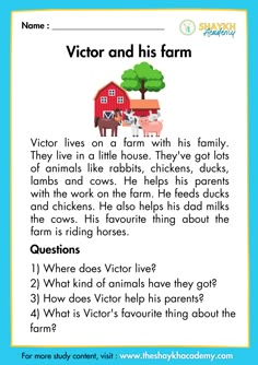 an animal farm worksheet for kids to learn how to read the animals and their names