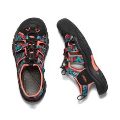 The women’s Newport H2 sandal by Keen is a classic style. Closed toe coverage and a sturdy siped outsole, make this a great sandal for any terrain. Hiking, boating, rafting, this sandal will be with you through it all! Features: Polyester webbing upper Secure-fit lace-capture system Quick dry lining Molded EVA footbed Compression molded EVA midsole Non-marking rubber outsole with razor siping Style Number: 1022796 Shoe Stores, Denver Colorado, Rafting, Boating, Newport, Black Sandals, Denver, Quick Dry, Classic Style