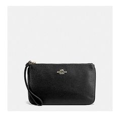 Coach Crossgrain Leather Large Wristlet Black F57465. Classic Black Wristlet With Wrist Strap, Classic Evening Wristlet, Classic Leather Clutch Wristlet, Classic Black Wristlet For Daily Use, Black Leather Wristlet, Classic Coach Wristlet For Travel, Classic Black Pouch Wristlet, Classic Everyday Wristlet With Wrist Strap, Classic Rectangular Wristlet For Evening