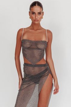 Eden Nights Diamante Mesh Top Black by Selfie Leslie Tulum Rave Outfit, Zamna Tulum Festival Outfit, Rave Looks Outfit, Tulum Festival Outfit, Edc Las Vegas Outfits, Rave Dresses, Festival Sets, Mini Skirt And Boots, Pink Dress Shoes