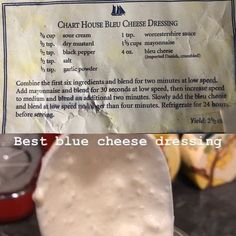 the ingredients for blue cheese dressing are shown