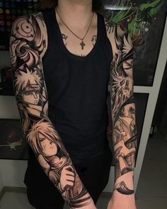 a man with many tattoos on his arms