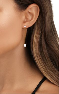 "Pearl Earrings Dangle Gold Boho Wedding Bridal Bridesmaid Gift Prom Women Jewelry Minimalist ✦ 2 in 1 / Wear as a dangle, or as a simple pearl earring stud. See photo # 3 for sample IT'S IN THE DETAILS ✦ AAA Genuine Fresh Water Pearls 6 - 6.5mm ✦ 14k Gold Filled or Sterling Silver Posts ✦ Genuine Baroque Pearls 8 x 11mm (shown with 2 1/2\" drop with 14K Gold Filled or Sterling Silver Chain) ✦ Hypoallergenic ✦ Please note: We do not take returns on earrings, please reach out to us if you have an Simple Wedding Jewelry Bridesmaids, Deb Jewellery, Simple Bridal Earrings, Simple Pearl Earrings, Boho Wedding Earrings, Bridesmaid Pearl Earrings, Simple Pearl, Bridal Earrings Drop, Pearl Earrings Dangle