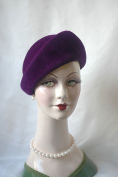 Ladies Purple Felt Hat  Handmade by LadySalisbury on Etsy, $185.00. Fantastic Hat. Purple Short Brim Felt Hat For Winter, Luxury Elegant Purple Hats, Purple Hat Ladies, Handmade Purple Winter Hat, Luxury Purple Wide-brim Hat, Stocking Hat, Crochet Hat For Women, Hat Blocks, Purple Hats