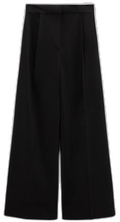 Tailored Ankle-length Black Pants, Tailored Black Long Pants, Tailored Wide Leg Black Pants, Black Ankle-length Wide Leg Pants With Belt Loops, Black Wide Leg Business Casual Pants, Black Wide Leg Bottoms For Business Casual, Black Pants With Welt Pockets For Spring, Black Wide-leg Dress Pants With Belt Loops, Tailored Black High-waisted Work Pants