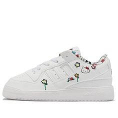 (TD) adidas Forum Low I 'Hello Kitty - White' IG0302 Cute White Streetwear Sneakers, Playful White Sneakers For Sports, Cute White Sneakers For Sports, Cute White Sports Sneakers, Adidas Forum Low, Forum Low, Adidas Forum, Hello Kitty, Kitty