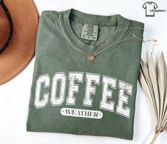 Comfort Colors® Coffee Weather Shirt, Coffee T-Shirt, Coffee Lover Gift, Coffee Graphic Tee, Womens Fall Shirts, Fall Coffee Shirt, Coffee Tee ###Sizing and Color Guidelines### We use Comfort Colors Heavyweight t-shirts for all listings labeled with Comfort Colors. These shirts are Unisex and designed to be loose-fitting. For a tighter fit, consider ordering one size smaller. Since each shirt is customized to your preferences, returns or exchanges are not feasible. Please review our detailed color and size charts before placing your order to ensure the perfect fit. If you need help with sizing or color choices, don't hesitate to contact us for assistance. ###How to Order Multiples### 1-) Select your desired size and color from the dropdown menus and add the shirt to your cart. 2-) Repeat t Coffee Shirt Ideas, Womens Fall Shirts, Fall Tshirts, Fall Tee Shirts, Christian Tee Shirts, Coffee Graphic Tee, Cricut Shirts, Pumpkin Spice Shirt, Fall Shirts Women