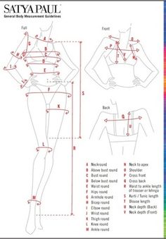 the measurements for a woman's body