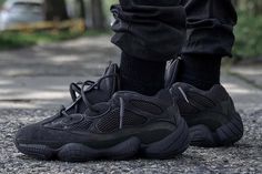 Yeezy 500 Utility Black Outfit, Yeezy 500 Black, Yeezy 500 Utility Black, Black Yeezys, Hypebeast Sneakers, Sneaker Bar, Dr Shoes, Yeezy Sneakers