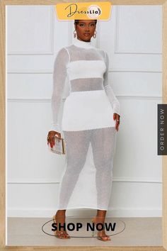 Mesh Patchwork Long Sleeve Bodycon Maxi Dresses Elegant White Non-stretch Bodycon Dress, White Sheer Stretch Bodycon Dress, Chic White Sheer Bodycon Dress, White Sheer Bodycon Summer Dress, Sheer Spring Bodycon Dress, Spring Sheer Bodycon Dress, White Sheer Fitted Midi Dress, White Sheer Bodycon Dress, Bodycon Maxi Dresses