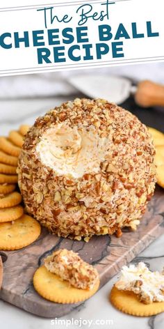 cheese ball recipe with crackers on the side