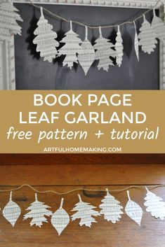 book page leaf garland with free pattern and instructions