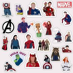 the avengers stickers are all different colors