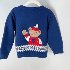 Condition: Brand New, Never Worn Size:100cm 50%Wool Playful Knit Long Sleeve Outerwear, Cute Winter Sweater For Playtime, Cozy Winter Sweater For Playtime, Cute Blue Sweater For Playtime, Playful Winter Sweater For Playtime, Winter Blue Outerwear For Playwear, Blue Winter Outerwear For Play, Blue Long Sleeve Sweater For Playtime, Playful Winter Cardigan