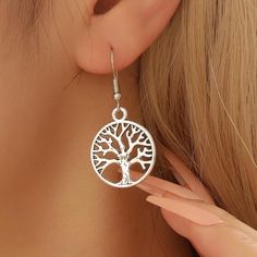 Earrings- Silver Tone The Tree Of Life Earrings Nwt Tray 47 Tree Of Life Earrings, Cactus Earrings, The Tree Of Life, Long Drop Earrings, 925 Silver Earrings, Women's Jewelry And Accessories, Crystal Drop Earrings, Gorgeous Jewelry, Rhinestone Earrings