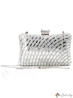 BirdinBag - 2023 Evening Bag: Elegant Womens Handbag for Banquets, with Stylish Chain Party Clutch Satchel With Chain Strap, Silver Handheld Evening Bag With Chain Strap, Handheld Silver Evening Bag With Chain Strap, Chain Strap Clutch Bag, Chic Silver Rectangular Bag, Evening Pouch Satchel With Chain Strap, Evening Satchel With Chain Strap In Pouch Shape, Evening Satchel With Chain Strap Pouch, Evening Satchel With Chain Strap And Pouch Shape