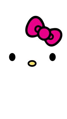 a hello kitty wallpaper with black dots and pink bow on it's head