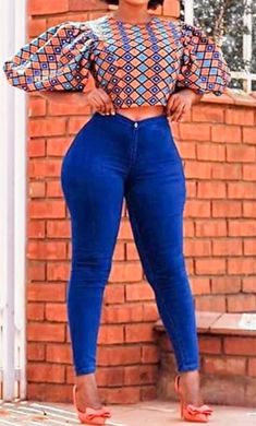 Ankara Top Styles, Ankara Crop Top, Crop Top With Jeans